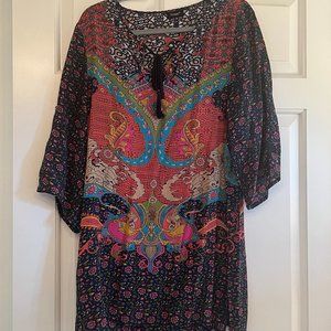 Tolani Marti 100% silk boho mini dress, size M